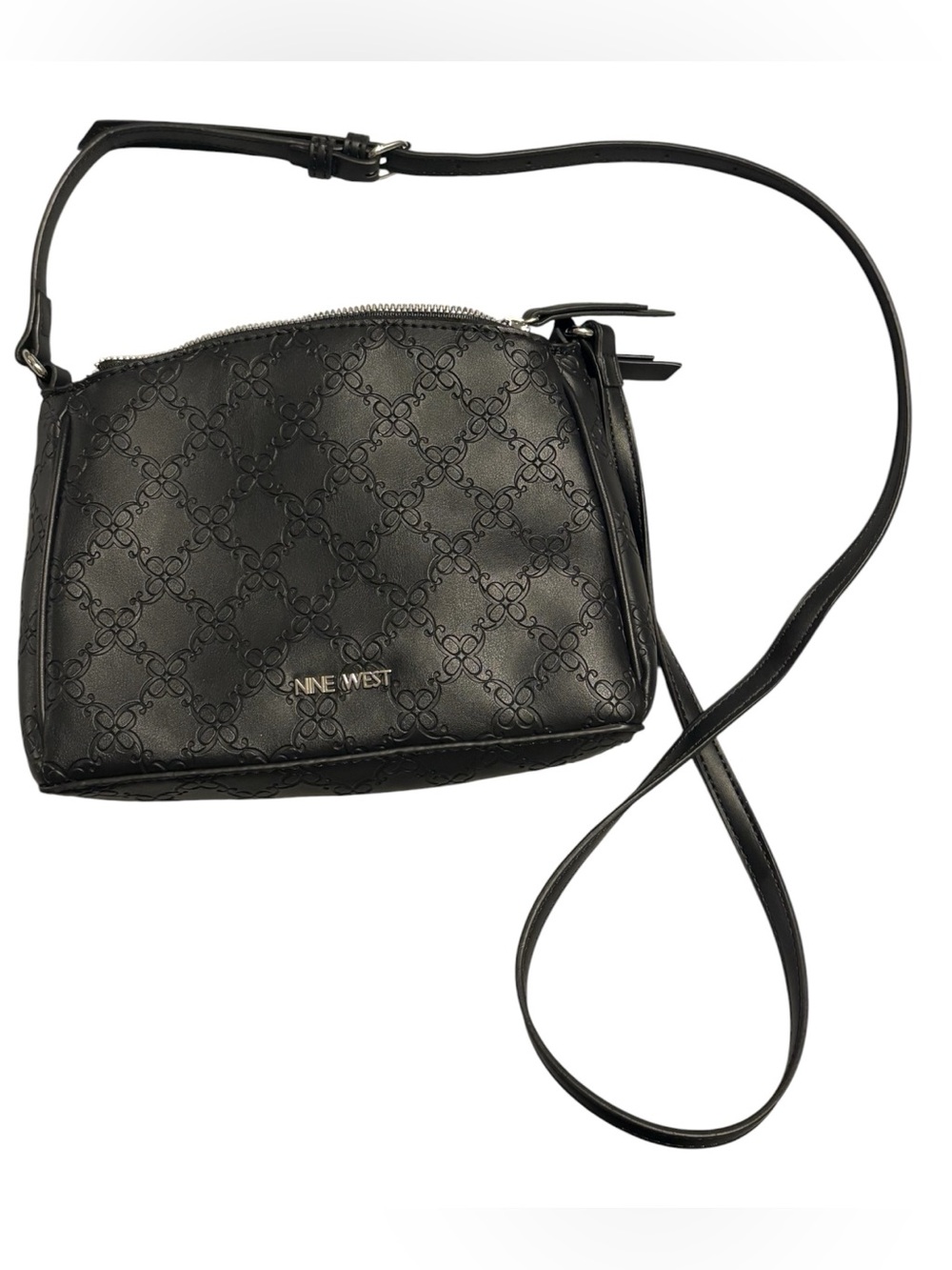 Nine West Black Embossed Logo Crossbody Bag